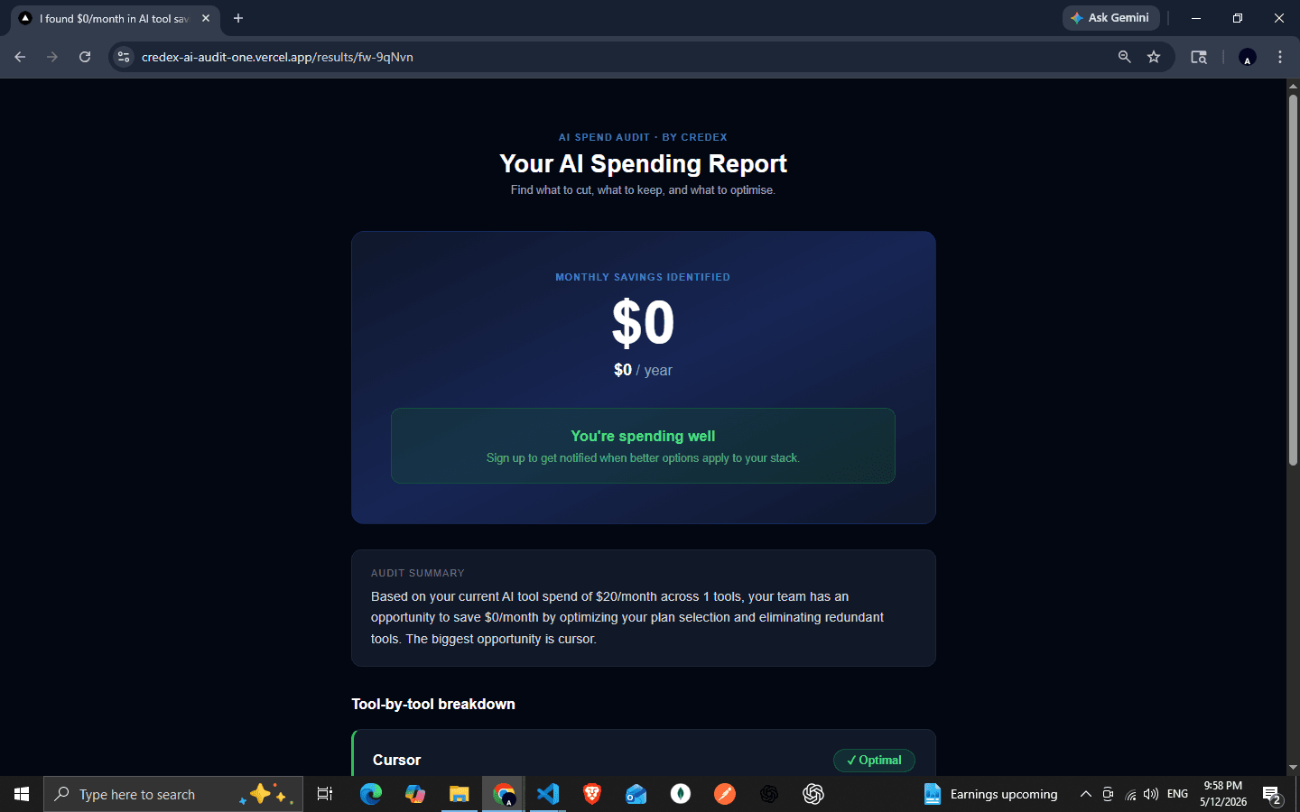 AI Spend Audit screenshot